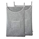 XL Hanging Laundry Hamper Bag, Door Laundry Hamper with a Pocket Hanging Dorm Clothes Hamper Over The Door KEEPJOY 35x22 inch Door Laundry Hamper 600D Oxford Fabric 2Pack Extra Large Grey