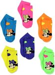 Mickey and Minnie Mouse 6 pack Socks (Shoe Size: 4-7 (Sock: 2T-4T), Neon Hearts Quarter)