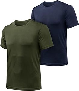 ATHLIO Men's (Pack of 2) Workout Running Shirts, Sun Protection Quick Dry Athletic Shirts, Short Sleeve Gym T-Shirts, 2pack CTS12-AGV_XX-Large