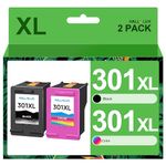 301XL Ink Cartridges High Yield Remanufactured for HP 301 XL for Envy 4500 5530 5532 4502 4507 DeskJet 2540 2050 1050 OfficeJet 2620 2622 4630 4632, 2-Pack, Black and Colour