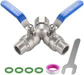 SNUTUYA 304 Stainless Steel Garden Hose Splitter 2 Way Heavy Duty, Full Flow Y Valve Water Hose Splitter With Long Handle, Lead-free，3/4" GHT Thread