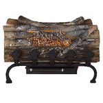 Pleasant Hearth L-20WGH Crackling w/Grate and Heater Electric Log, Natural Wood