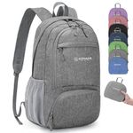 ZOMAKE 20L Lightweight Packable Hiking Backpack for Women Men - Small Hiking Daypack for Travel - Tear Resistant Foldable Day Pack for Camping Outdoor Sports(Grey)