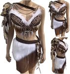 White and Brown Skull Viking Warrior Gladiator Cosplay Costume (Custom Made)