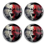 4 x 60 mm Diameter Wheel Centre Cap Gel Sticker Doming Emblem Car Tuning Accessory DM007 (Number 1 Scull Bicolor Gel Sticker)