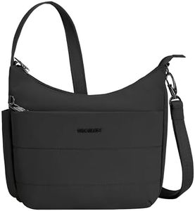 Travelon Anti-theft Roam Medium Crossbody, Black, 8"H(center) x 9.75"H(wing) x 11W x 3"D