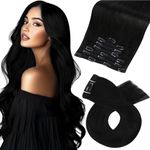 Moresoo Black Clip in Hair Extensions Human Hair 20 Inch Remy Double Weft Clip in Human Hair Extensions Jet Black Hair Extensions for Women Clip in Human Hair 7PCS/120G