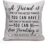 Nphuriy Throw Pillow Cover 16 x 16 inch, Decorative Friend Quotes Cotton Linen Pillow Cover for Living Room Bedroom, Couch Sofa Chair Bed Pillow Cover Home Outdoor Pillowcase