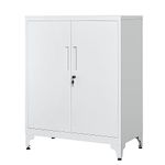 SONGMICS File cabinet, Multipurpose Garage Cabinet, Office Cabinet with 2 Doors, Lockable Cabinet, Steel Storage Cabinet, Deep Storage with Shelves, for Study, Living Room, Gray OMC013G01