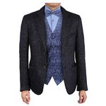 EGE2B06C-L Blue Purple Paisley Microfiber Tuxedo Waistcoats Vest Pre-tied Bow Tie Set Elegant For Birthday By Epoint