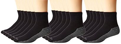 Dickies Men's Dri-Tech Moisture Control Quarter Socks Multi-Pack, Black (6 Pairs), Shoe Size: 6-12