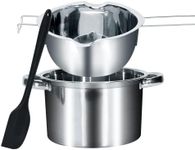 EATAKWARD 2 Pack Double Boiler Melting Pot, 600ML/20OZ + 2500ML/2.6QT Stainless Steel Chocolate Melting Pot with Silicone Spatula for Melting Butter Chocolate Candy Cheese Candy, Candle, Soap, Wax