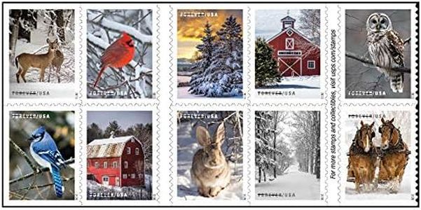 USPS Winter Scenes Forever Postage Stamps Book of 20 First Class US Postal Holiday Celebrations Wedding Celebration Anniversary Traditions (20 Stamps)