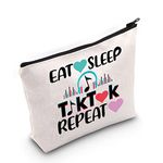 LEVLO Video Cosmetic Bag Video Fans Gift Eat Sleep Video Repeat Makeup Zipper Pouch Bag For Women Girls, Video Tik Repeat, Tote Bag