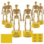 Mowane Spooky Halloween Party Favors, 6 Packs Plastic Skeleton Trophy Awards for Adults, Costume Contests, Scary, Funny, Creepy Mini Participation Trophies with DIY Stickers for Supplies, Decorations