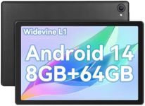 Android 14 Tablet 10 Inch Tablet Octa-Core 8GB+64GB(TF 1TB), Android Tablet 1280x800 HD IPS Tablet Wi-Fi 6 Model/Widevine L1/5000mAh/Dual Camera/Face ID Tablet PC 2024 - Black