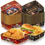 Ziliny 36 Pcs Movie Night Snack Trays 5 Lbs Large Disposable Paper Food Tray Movie Night Party Supplies Movie Boats Boxes Basket Container Holder for Burger Fries Hot Dog Taco BBQ Nacho Popcorn