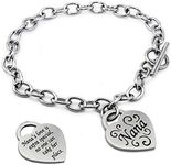 Stainless Steel I Love Nana Heart Tag Charm Bracelet 7.5 Inches