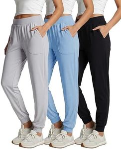 3 Pack Womens Pants Athletic Sweatpants Joggers Yoga Pajama Hiking Golf Gym Lounge Casual Pockets Sleep Activewear Running Summer Workout High Waisted Teen Active Athleisure Ribbed Ladies PJ