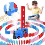 Skirfy Domino Train,200 Pcs Dominoes for Kids with Steam,Light & Sound, Automatic Domino Train Toy with Storage Bag,Train Domino Stacker,Creative Birthday Gifts for Boys and Girls Age 3-6