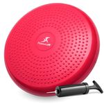 ProSource Diameter Core Balance Cushion Exercise Disc Trainer Board with Pump, Red, 14-Inch