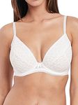 Freya Women's Soiree Lace Padded Plunge Bra, White, 32DD