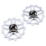 JRC Components Pair of 13T Jockey Wheels for Shimano MTB 12SPEED | Ceramic Derailleur Pulley Wheel | Hybrid Ceramic Bearing |MTB Bike Rear Derailleur Pulley Wheels |Hybrid Ceramic Pulley Wheels-Silver