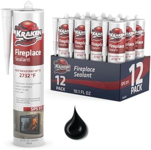 Kraken Bond High Temperature Black Fireplace Sealant 2732°F - (12x10.1oz.) Fire Resistance Up to 2732°F, High Temp Fire Caulk for Ovens, Stoves, Chimneys - Fast Dry, Paintable, Non-Flammable, 12 Pack