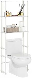 Furinno Turn-N-Tube Over The Toilet Storage, 3-Shelf Over The Toilet Organizer, Freestanding Space Saver Bathroom Shelf, for Bathroom Organizers and Storage, White