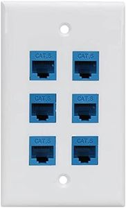 Binifub 6 Ethernet Wall Plate 6 Port,Ethernet Wall Plate Female-Female Removable with Cat7/6/6E/5/5E