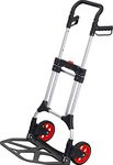 Meister 8985710 Hand Truck 200 kg Load Capacity Foldable with Wheels Triple Height Adjustable Handle Large Loading Area with Solid Rubber Tread Aluminium Hand Truck