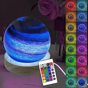 YATOSEEN Luz Noche de Planeta 3D, Luz de Estado de Ánimo Estrellada LED de 16 Colores Lámpara de mesa Adorno de Astronomía con Mando a Distancia, Regalos Geniales para Niños Adultos