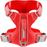 BARKBAY No Pull Dog Harness Front Clip Heavy Duty Reflective Easy Control Handle for Large Dog Walking with ID tag Pocket(Red,S)