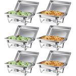 Wilprep Chafing Dishes Food Warmers with Pans Chafing Fuel Chafing Dish Set 9L Rectangular Stainless Steel Buffet Warmer 6 Packs for Buffets Caterings Parties Buffet Server Warming Tray