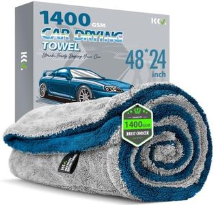 KKV Full-Sized SUV Drying Towel, 48”x24” Dual Sided Microfiber Car Cleaning Towel with Twisting Yarn Technique, 1400GSM Super Absorbent, Scratch-Free, Machine Washable (LightGrey-MarineBlue)