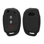 kwmobile Key Cover Compatible with Hyundai 3 Button Flip Key - Soft Silicone Car Key Fob Holder Protector Case - Black