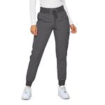 Monarch Uniforms Womens Jogger Scrubs Ribbed Jogger Scrub Pants for Women, Charcoal, Small