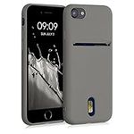 kwmobile Case Compatible with Apple iPhone SE (2022) / iPhone SE (2020) / iPhone 8 / iPhone 7 - Soft TPU Phone Cover with Card Holder and Silicone Finish - Stone Dust