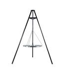 BBQ TRIPOD WITH HANGING 65CM DIA CHROMED GRILL WITH A FREE CARRY/STORAGE BAG