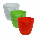 GREENON® Plant Pot 8 Inch Pack of 3 | Low Maintenance Gamla | White,Red,Green Flower Pot | UnFadable | Suitable for Home Indoor and Balcony Plants | Virgin Plastic | UV Treated