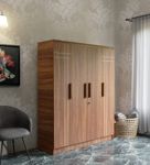 COUCH CULTURE Loyal Engineering Wooden Wardrobe Almirah for Cloth with 4 Doors | Almirah for Clothes | Wardrobe Organizer | Multipurpose Almirah | 11 Shelves, Strong Locks, Leon Teak 1 Year Warranty