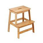 RELSY Natural Bamboo Wooden 2 Step Stool For Kids & Adults - Foot stool Suitable For Kids Kitchen Sink/Bath Stool/Bathroom Sink Assistance/Office Stool