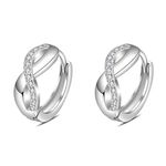 Ecripe Silver Hoop Earrings for Women, Silver Infinity Hoops Earrings, Cubic Zirconia Huggie Hoops for Ladies Girls, 10mm Sleeper Earring Hoops