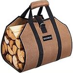 MICOKAY Log Carrier for Firewood, Durable Waxed Canvas Tote Bag with Handles,Waterproof Fireplace Stove Accessories for Outdoor Camping Beach Campfire-39 x18 Inch(Brown)