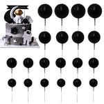 Balls Cake Topper Mini Balloons Cake Topper Pearl Balls Cake Pick Foam Ball Cupcake Topper Baking Decoration Supplies Toothpick Party Wedding Anniversary Birthday Baby Shower Cake Decoration (black)