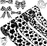 Kuscul 4 Rolls 20 Yards Cow Print Wired Edge Ribbons Black White Cow Spot Pattern Ribbons Cow Print Ornaments Fabric Ribbons Animal Print Ribbon for Wreaths DIY Craft Home Party Decoration, 2 Styles