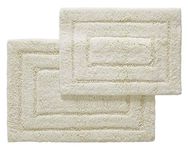 SENSES by Riba Cotton Bathmat | Bathroom Rug | Thick,Super Soft, Quick Dry | Non-Skid with SBE/Hot Melt Spray Backing | 2800 GSM - Solid, Set, 2 pc (20" x 30" and 17"x24") - Ivory