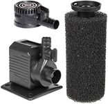 Spaces Places DP290 GPH Submersible Small Sponge Filter Pump for Indoor/Outdoor Ponds, Fountains, Water Gardens, 250 Gallons Per Hour, Black