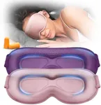 Weighted Eye Mask for Sleeping 2 Pack, 3D Contoured Sleep Masks for Women Men, Best Blackout Sleep Eye Mask, Eye Mask for Travel, Meditation, Airplane, Memory Foam, Adjustable Strap Purple Pink