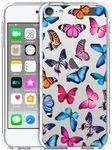 GlamCase for iPod Touch 7th / 6th / 5th Generation Case Clear - Multicolor Butterfly Pattern Blue Printed Slim Fit Flexible Clear Transparent Shockproof Designer Back Case for iPod Touch 7/6 /5